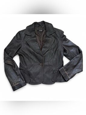 Dark brown leather blazer